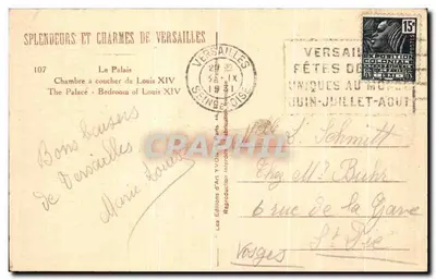 Quarto de dormir de Luís XIV — Versalhes — Les Éditions d'Art Yvon, n° 107 — Verso