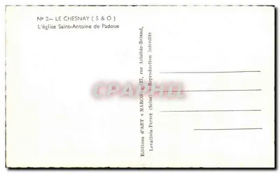 A Igreja de Santo Antônio de Padova — Le Chesnay — Edições de Arte « MARCO » — Verso