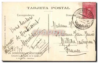 Klasztor Montserrat — Klasztor i fasada kościoła — L. Roisin, fot. - Barcelona — Rewers