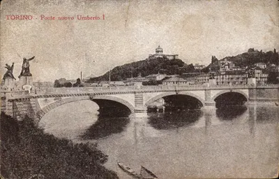 Bilhete postal antigo Torino Ponte Umberto
