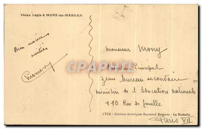 Velho Logis em Mont-de-Marsan — editor Arguantais, n° 1753 — Verso
