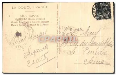 Biarritz (Basses-Pyrénées) — Groźba burzy nad wybrzeżem Basque — Les Éditions d'Art Yvon, Paryż — Rewers