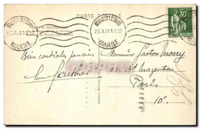 Campo de Mourmelon — Pavilhões de Tropa (lado Oeste) — Livraria Militar Guérin, Mourmelon-le-Grand — Verso