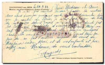 Odpadki z twierdzy — Cours d'Abloia — Wydawca Raymond Bergerin, n°3057 — Rewers