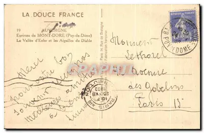 Vale do Inferno e as Agulhas do Diabo — Auvergne (Puy-de-Dôme) — Yvon — Verso