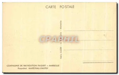 Paquebot Maréchal-Lyautey — Compagnie de Navigation Paquet — Marsiglia — Verso