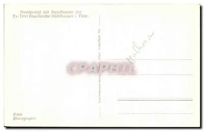 Portal norte con rosetón de la iglesia evangélica de Mühlfhausen en Turingia — Edite Photographie, n° 770 — Reverso