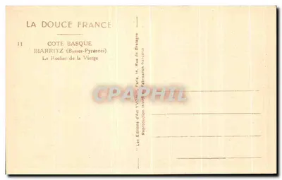 Biarritz — Skalny Wzgórze Matki Bożej — Les Éditions d'Art Yvonne, Paryż — Rewers
