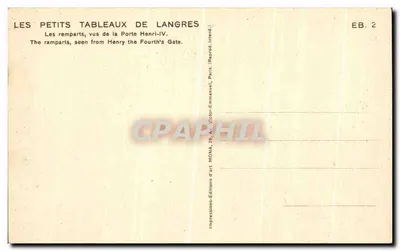 Os muros de Langres — vistos da Porta Henri-IV — edição Mona — Verso