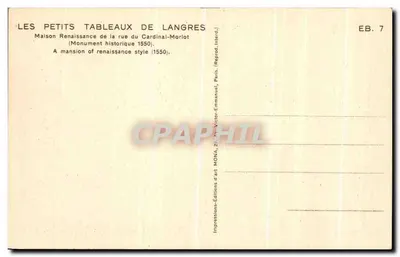 Casa Renascentista da rua do Cardeal-Morlot — Langres — Edições MONA — Verso