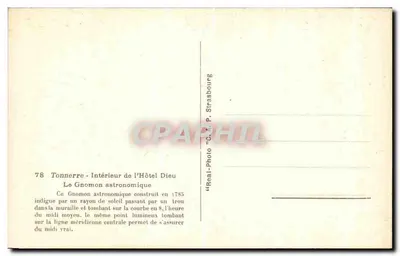 Tonnerre - Interior do Hotel Dieu — O Gnomon Astronômico — Foto C. P. Strasbourg — Verso