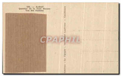 Bilhete postal antigo Rabat Bairro da Torre Hassan Vista dos Oudaias Marrocos — Verso