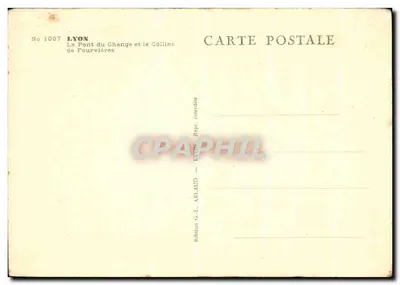 Lyons — O Ponte do Change e a Colina de Fourvières — Edição G.-J.-L. ARLAUD — Verso
