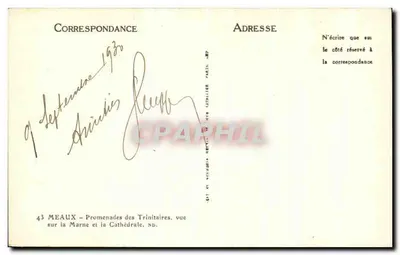 Meaux — Promenades des Trinitaires, vista de la Marne y la Catedral — Reverso