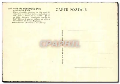 Praça da Halle — Périgueux (Ain) — Edição G.-L. Arlaud — Verso