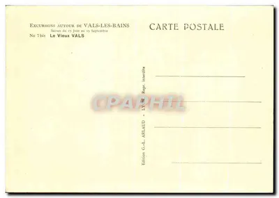 Le Vieux Vals — Widok wsi i rzeki — Wydawnictwo G.-L. Arlaud, Lyon — Rewers