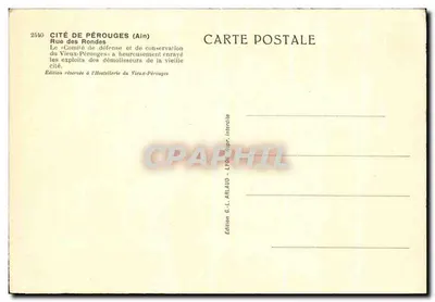 Città di Pérouges (Ain) — Rue des Rondes — Edizione G.-L. Arlaud, Lyon — Verso
