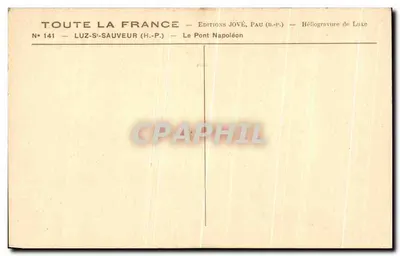 Luz-Sauveur — Le Pont Napoléon — Éditions Jové, Pau (B.P.) — Verso