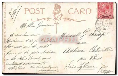 Kobieta w białej sukni przed krzyżem — wydawca Wildt & Kray, London N.W., seria 1693 — Rewers