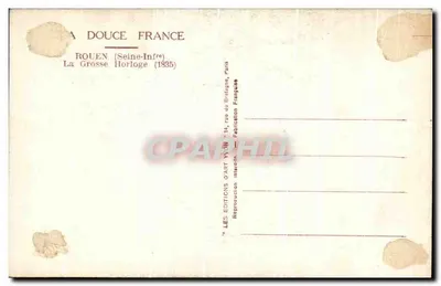 Rouen — A Grande Relógio (1835) — Éditions d'Art Yvon, Paris — Verso
