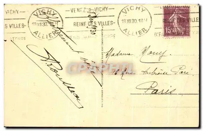 Stara pocztówka Vichy Passage Couvert Et Hotel Astoria — Rewers