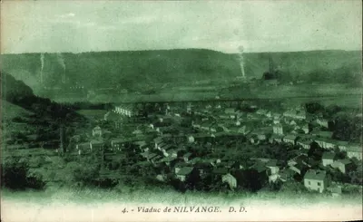 Wjazd do Nilvange — widok panoramiczny wsi i przemysłu — D.D. (wydawca)