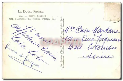 Cabo de Antibes — A piscina do Eden Roc — Les Éditions d'Art Yvon, Paris — Verso