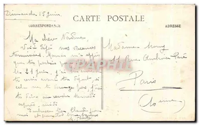 Stara pocztówka Laval Widok na zamek La Mayenne i most — Rewers