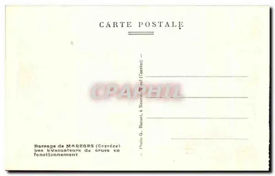 Barragem de Marèges — Os desvazadores de cheias em funcionamento — Foto G. Bacuet — Verso