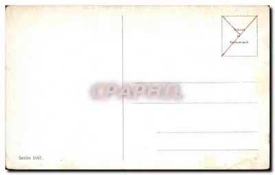 Caçadores de cervos no inverno — paisagem nevada — Série 1167 — Verso
