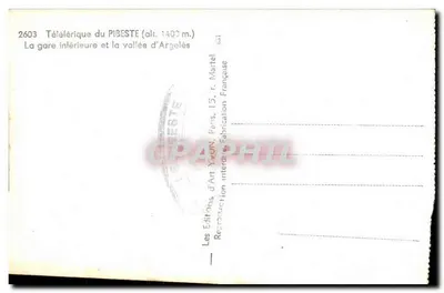 Teleférico del Pibeste (alt. 1400 m.) — La estación inferior y la valle de Argelès — Les Éditions d'Art Yvain, París — Reverso