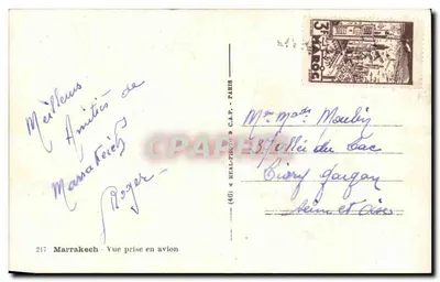 Marrakech — Widok z samolotu — wydawca C.A.P. n°217 — Rewers