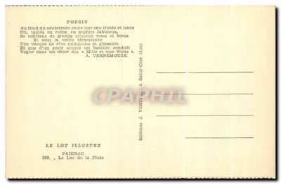 Grot Piule — Jaskinia podziemna — Wydawnictwo J. Vernemouze, nr 299 — Rewers