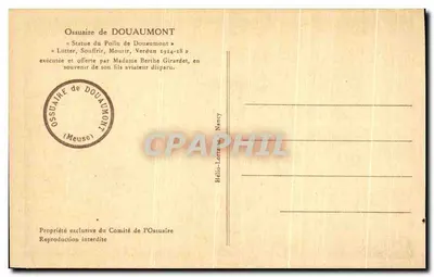 डूआउमॉन्ट के पोइलू के स्टैच्यू — लुटर सॉफ्रिर मोरिर 1914-18 — डूआउमॉन्ट के ओस्सुआयर — पीछे