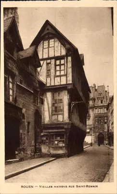 Rouen — Velhas casas na rue Saint-Romain — Edição das Nouvelles Galeries, Rouen