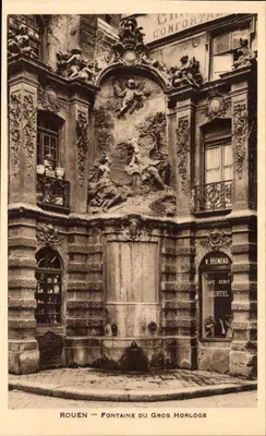Rouen — Fontaine do Gros Horloge — Edição das Novas Galerias, Rouen