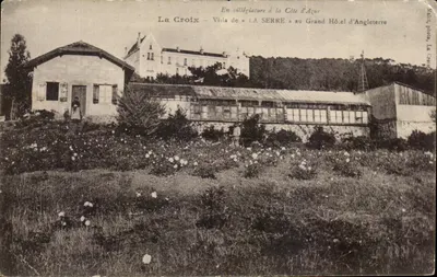 Bilhete postal antigo La Croix Villa de La Serre Au Grand Hotel d Angleterre