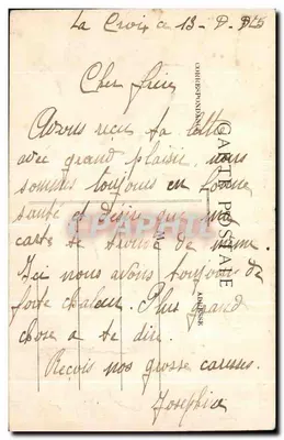 Bilhete postal antigo La Croix Villa de La Serre Au Grand Hotel d Angleterre — Verso