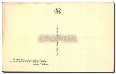 Dinant — Narodowy pomnik pamięci 23 700 cywilnych męczenników Belgii — 1914-1918 — Statuariusz P. de Soete — Rewers