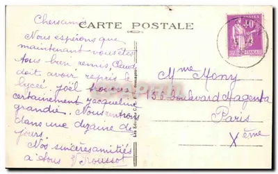 Bilhete postal antigo Septmonel Ravin e Curvas da Estrada da Foice para Saint Claude — Verso