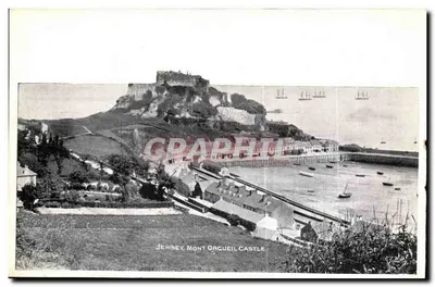 Stara pocztówka Jersey St Helier Entrance To Harbour Bateau — Rewers