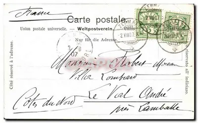 Hôtel du Lac Noir, Mont-Rose, Lyskamm i Breithorn — widok alpejski z lodowcem — wydawca nieznany — Rewers