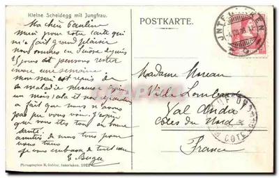 Kleine Scheidegg z Jungfrau — Fotografia R. Gabler, Interlaken 1022 — Rewers