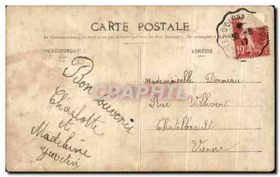 Stara pocztówka Souvenir des Sabies d Olonne Dziecko Folklore Strój — Rewers