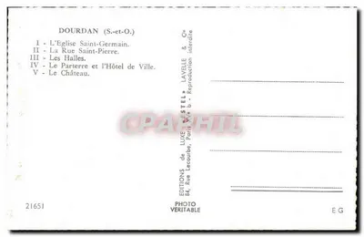 Dourdan — Lembrete de Dourdan — Edições LUXE-ESTEL & Cie — Verso