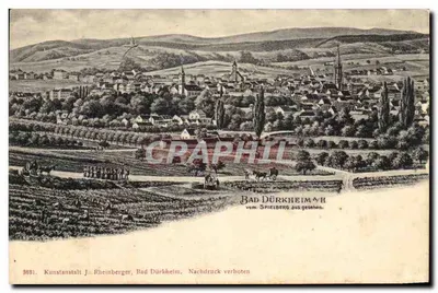 Bad Dürkheim — vista panorâmica desde o Spielberg — Kunstanstalt J. Rheinberger