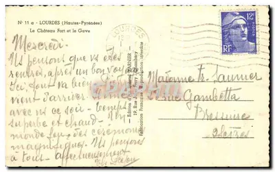 Zamek w Lourdes i rzeka Gave — Lourdes (Hautes-Pyrénées) — Wydawnictwo Alain — Rewers