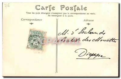 Dieppe — Ogólny widok miasta i zamku — Wydawca nieznany, nr serii 52 — Rewers
