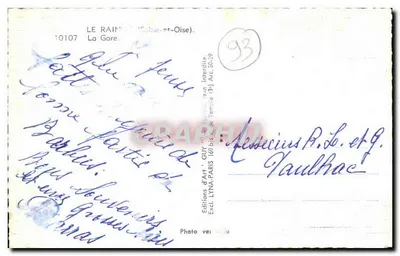 Le Raincy (Seine-et-Oise) — A Estação — Editor Guy, n° 10107 — Verso