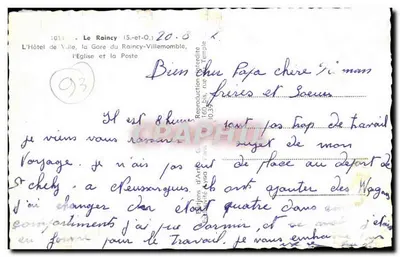 Le Raincy — Prefeitura, Estação Ferroviária, Igreja — Edições d'Art d'Avra — Verso